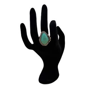 Turquoise Stone Stretch Ring Silver